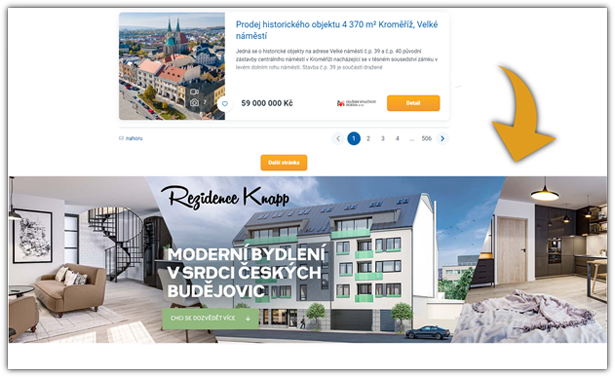 Jak vypadá bottom banner na serveru ČESKÉREALITY.cz