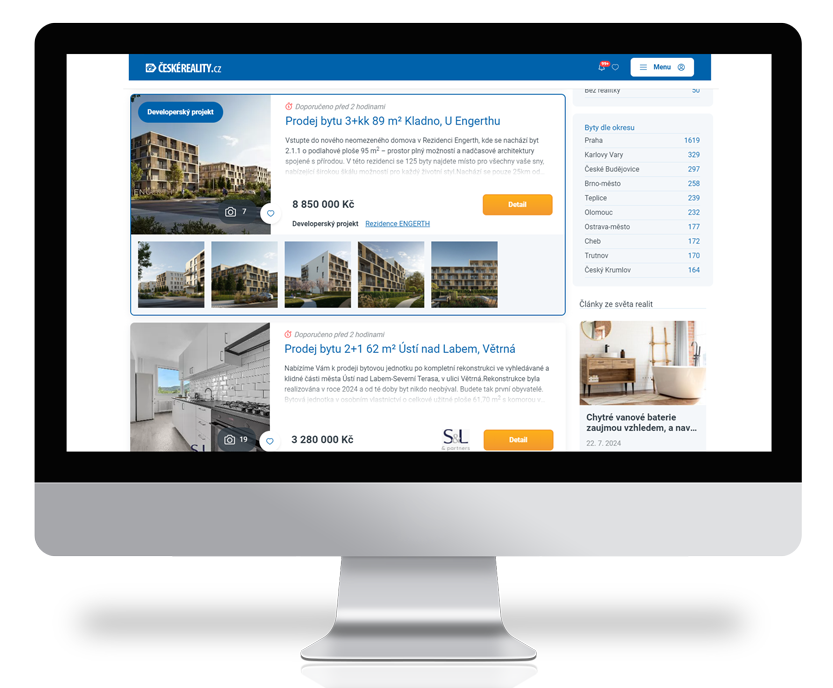 ukázka zvýraznění developerského projektu na serveru ČESKÉREALITY.cz