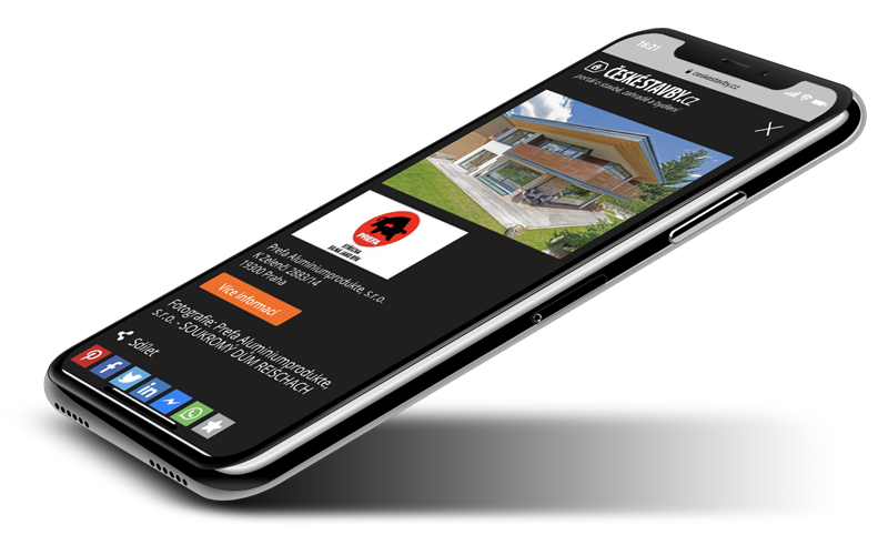 Responzivní verze sekce fotogalerie na serveru ČESKÉSTAVBY.cz pro mobil