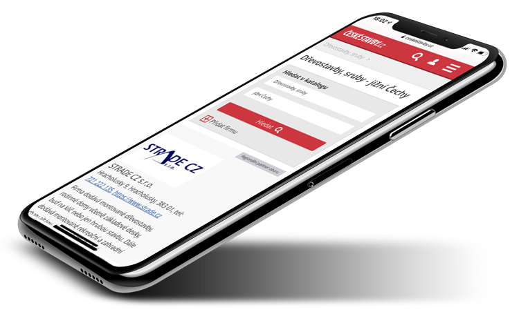 Responzivní verze katalogu firem na serveru ČESKÉSTAVBY.cz pro mobil
