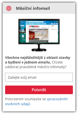 Ukázka přihlášení k odeběru infomailů serveru ČESKÉSTAVBY.cz.